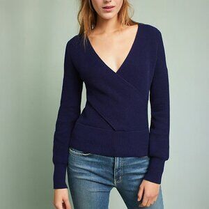 Anthropologie Navy V-Neck Sweater